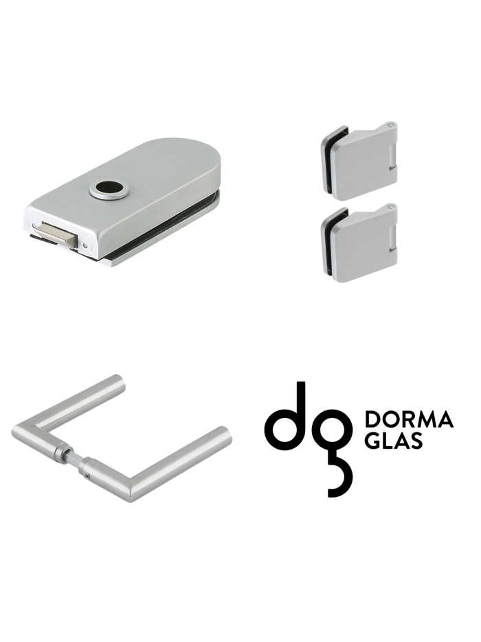 Dorma Glas Beschlagset Drücker-Armatur Rondo unverschliessbar