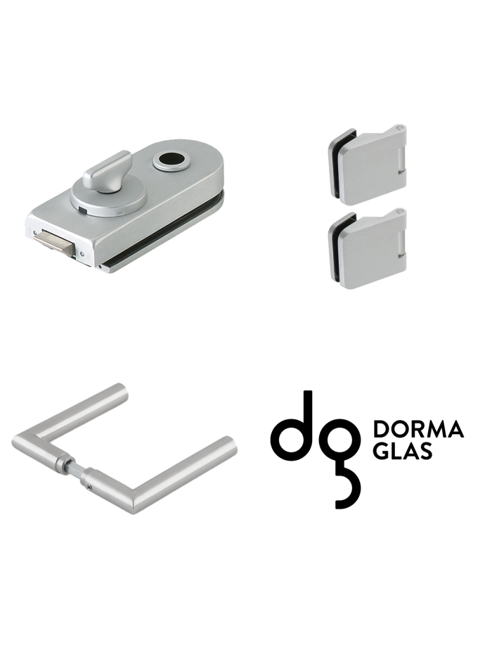 Dorma Glas Beschlagset Drücker-Armatur Rondo WC-Schließung