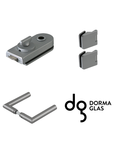 Dorma Glas Beschlagset Drücker-Armatur Rondo WC-Schließung