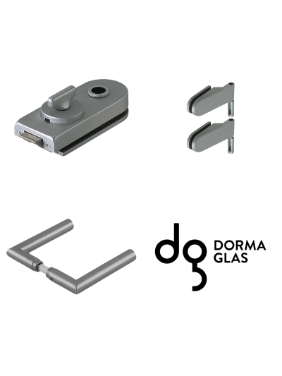 Dorma Glas Beschlagset Drücker-Armatur Rondo WC-Schließung