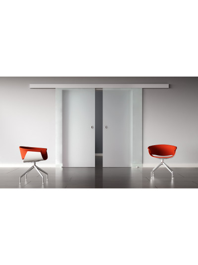 Glasschiebetüren Design Vollsatiniert (V) SlimLine-Beschlag Komplettset, Optional: SoftClose