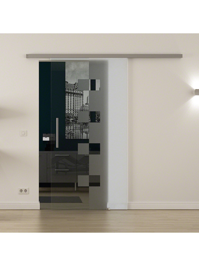 Sondermaß Glasschiebetür Design Würzburg (W) ProfiSlide-Beschlag Komplettset, mit SoftClose