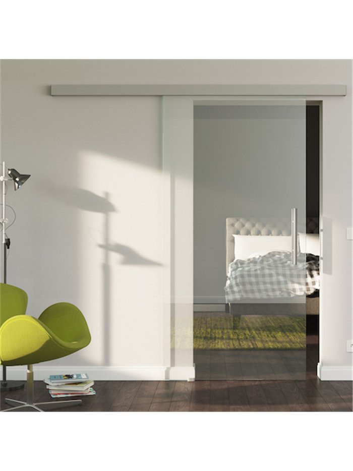 Glasschiebetür Design Klarglas (K) SlimLine-Beschlag Komplettset, Optional: SoftClose