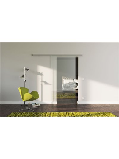 Glasschiebetür Design Klarglas (K) SlimLine-Beschlag Komplettset, Optional: SoftClose