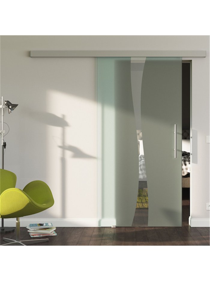 Glasschiebetür Design Berlin (B) SlimLine-Beschlag Komplettset, Optional: SoftClose
