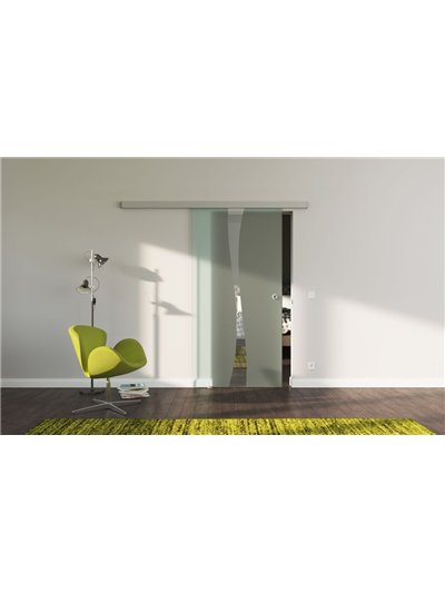 Sondermaß Glasschiebetür Design Berlin (B) SlimLine-Beschlag Komplettset, Optional: SoftClose