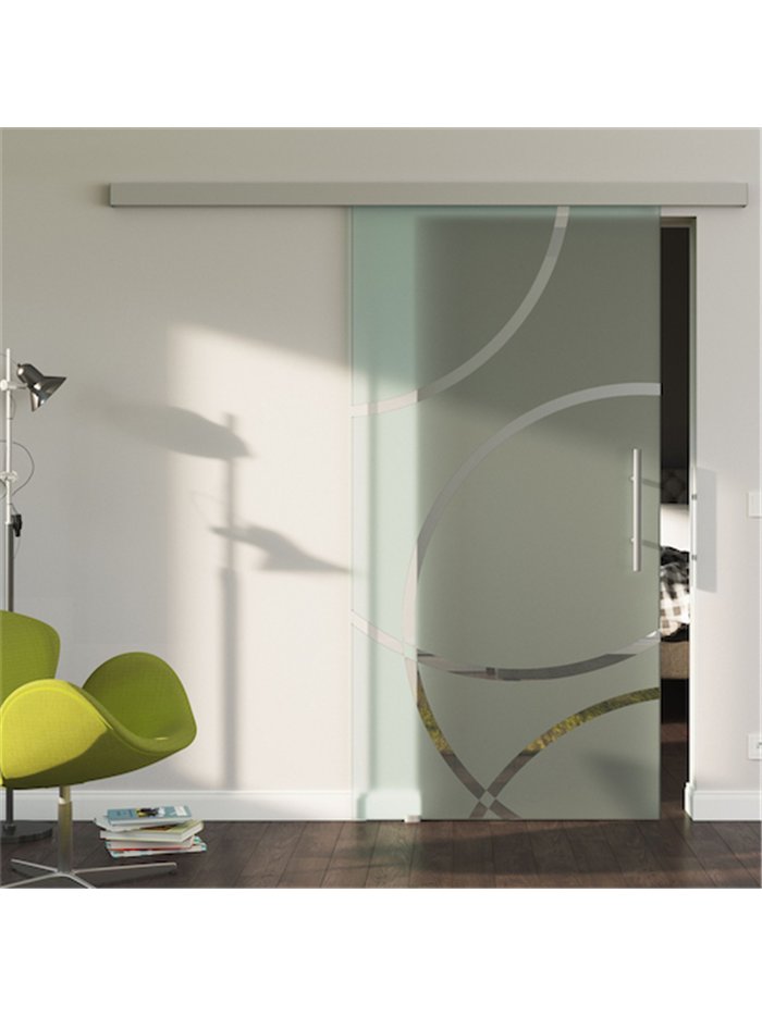 Sondermaß Glasschiebetür Design Düsseldorf (D) SlimLine-Beschlag Komplettset, Optional: SoftClose