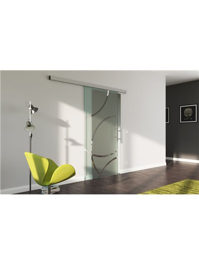 Sondermaß Glasschiebetür Design Düsseldorf (D) SlimLine-Beschlag Komplettset, Optional: SoftClose