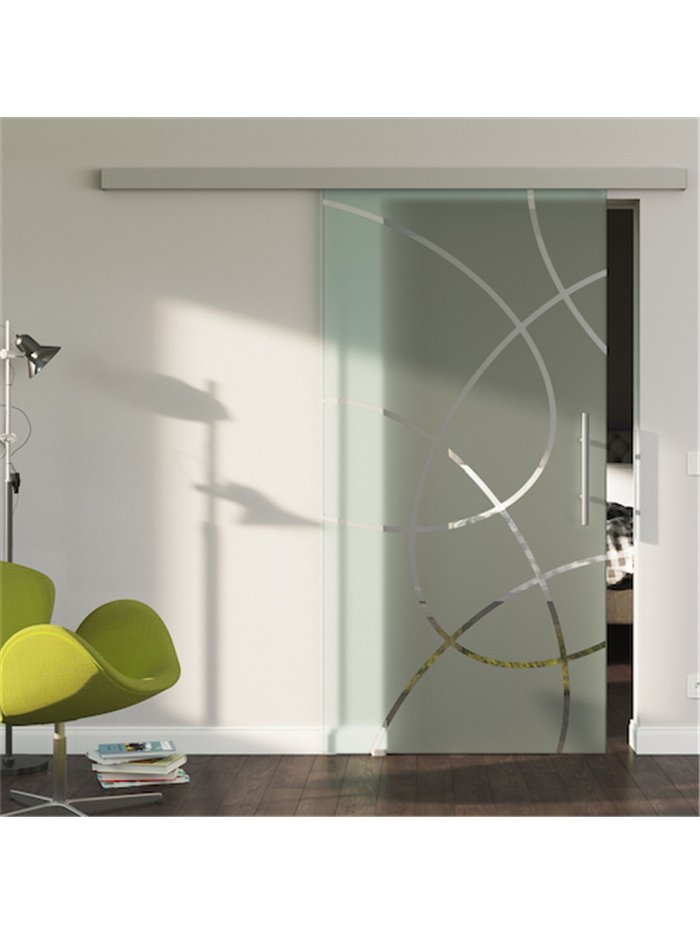 Sondermaß Glasschiebetür Design Essen (E) SlimLine-Beschlag Komplettset, Optional: SoftClose