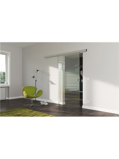 Sondermaß Glasschiebetür Design Hamburg (H) SlimLine-Beschlag Komplettset, Optional: SoftClose