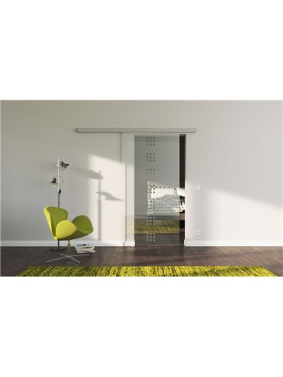 Sondermaß Glasschiebetür Design Regensburg (R) SlimLine-Beschlag Komplettset, Optional: SoftClose