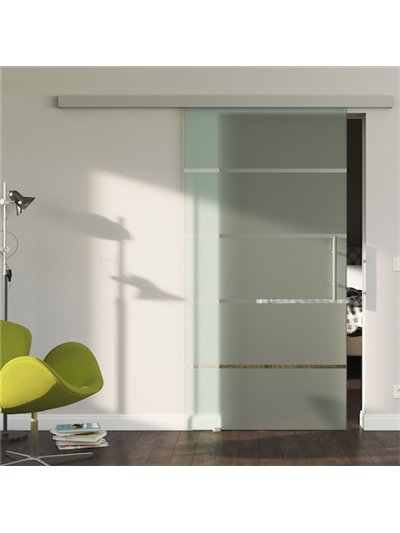 Sondermaß Glasschiebetür Design Stuttgart (S) SlimLine-Beschlag Komplettset, Optional: SoftClose