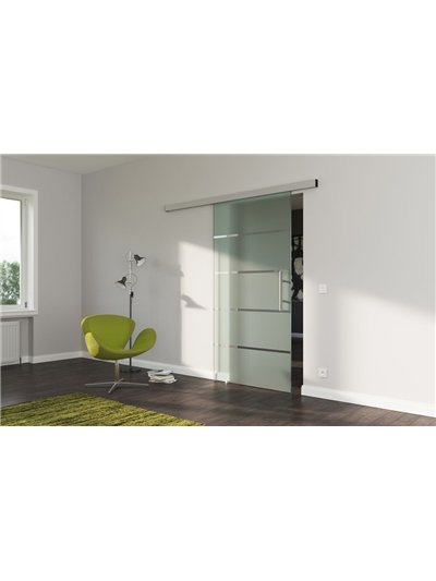 Sondermaß Glasschiebetür Design Stuttgart (S) SlimLine-Beschlag Komplettset, Optional: SoftClose