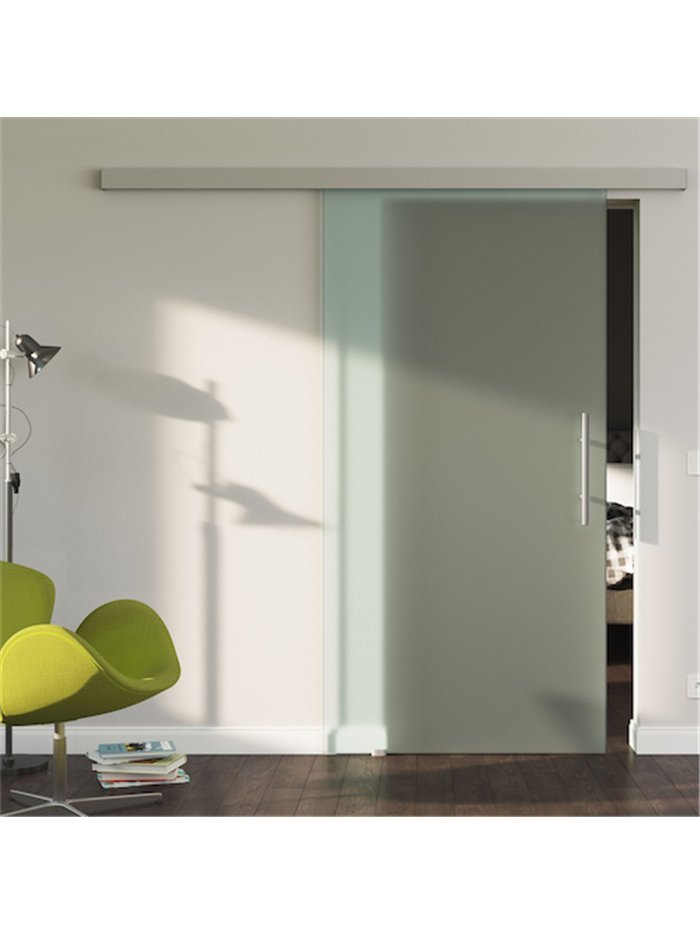 Sondermaß Glasschiebetür Design Vollsatiniert (V) SlimLine-Beschlag Komplettset, Optional: SoftClose