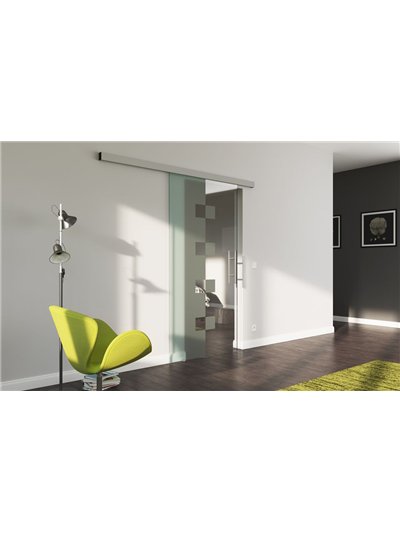 Sondermaß Glasschiebetür Design Würzburg (W) SlimLine-Beschlag Komplettset, Optional: SoftClose