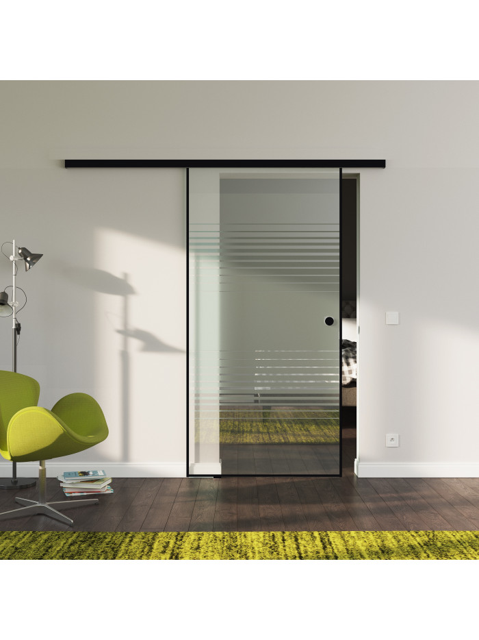 Glasschiebetür Loft-Style Design Landshut (L) SlimLine-Beschlag Komplettset