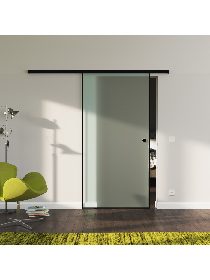 Glasschiebetür Loft-Style Design Vollsatiniert (V) SlimLine-Beschlag Komplettset