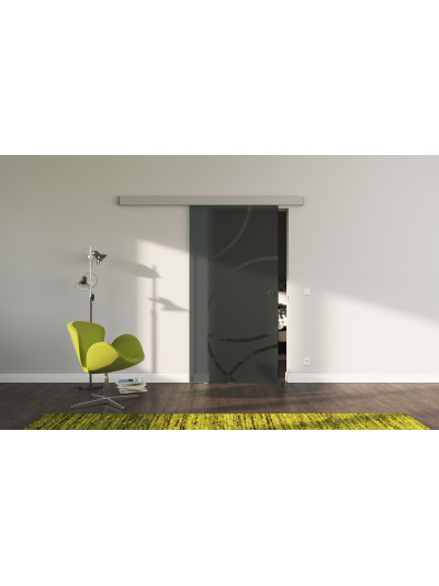 Glasschiebetür SchwarzGlas Design Düsseldorf (D) SlimLine-Beschlag Komplettset, Optional: SoftClose