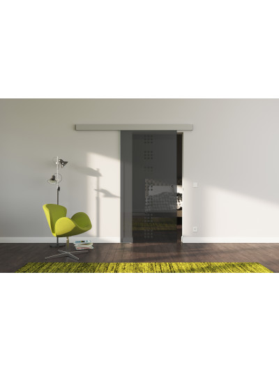 Glasschiebetür SchwarzGlas Design Regensburg (R) SlimLine-Beschlag Komplettset, Optional: SoftClose