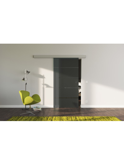 Glasschiebetür SchwarzGlas Design Stuttgart (S) SlimLine-Beschlag Komplettset, Optional: SoftClose