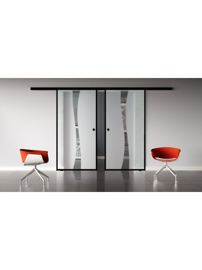 Glasschiebetür Loft-Style Design Berlin (B) SlimLine-Beschlag Komplettset 2 Scheiben