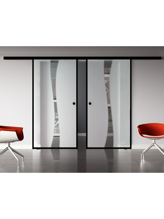 Glasschiebetür Loft-Style Design Berlin (B) SlimLine-Beschlag Komplettset 2 Scheiben