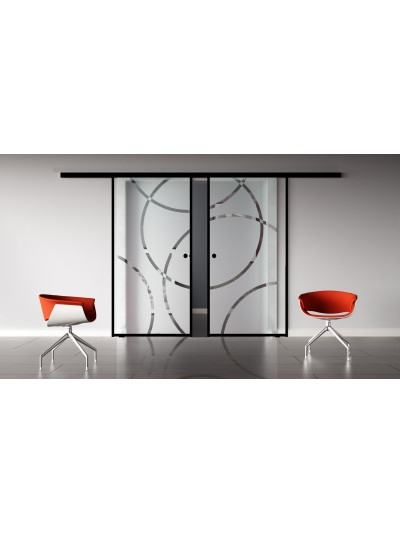Glasschiebetür Loft-Style Design Coburg (CD) SlimLine-Beschlag Komplettset 2 Scheiben