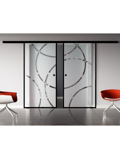 Glasschiebetür Loft-Style Design Coburg (CD) SlimLine-Beschlag Komplettset 2 Scheiben