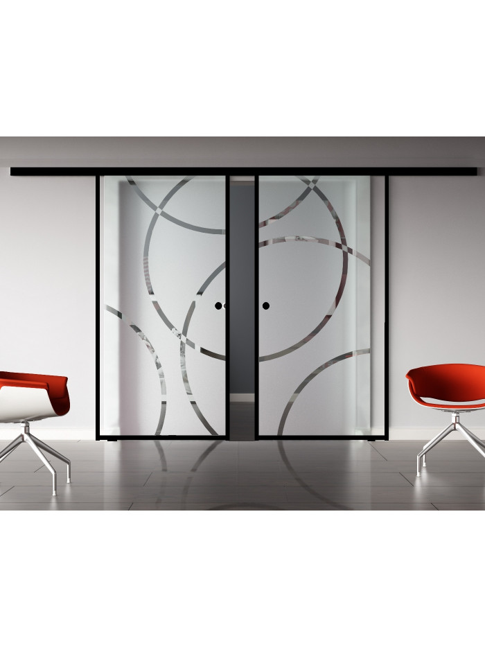 Glasschiebetür Loft-Style Design Coburg (CD) SlimLine-Beschlag Komplettset 2 Scheiben