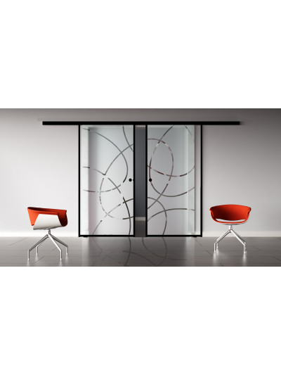 Glasschiebetür Loft-Style Design Essen (EF) SlimLine-Beschlag Komplettset 2 Scheiben