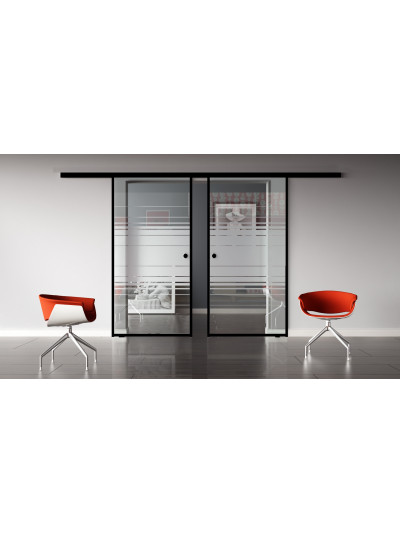 Glasschiebetür Loft-Style Design Hamburg (H) SlimLine-Beschlag Komplettset 2 Scheiben