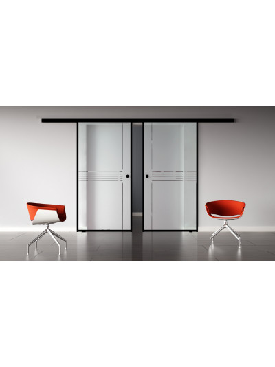 Glasschiebetür Loft-Style Design Ingolstadt (I) SlimLine-Beschlag Komplettset 2 Scheiben