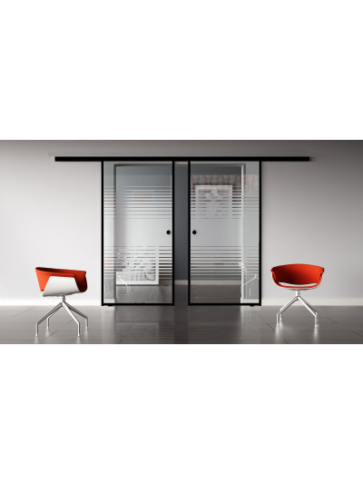 Glasschiebetür Loft-Style Design Landshut (L) SlimLine-Beschlag Komplettset 2 Scheiben