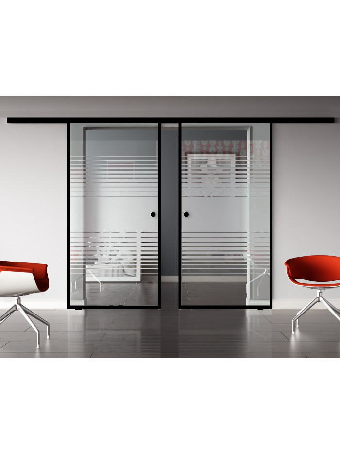 Glasschiebetür Loft-Style Design Landshut (L) SlimLine-Beschlag Komplettset 2 Scheiben