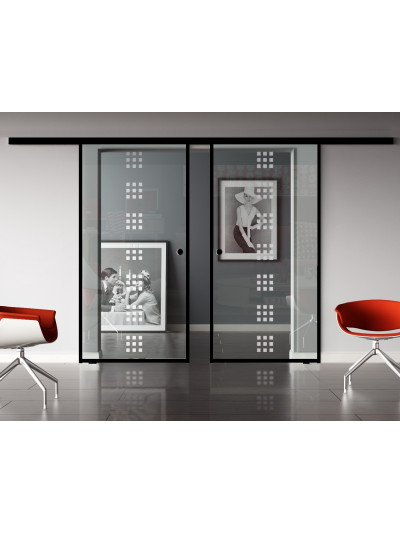 Glasschiebetür Loft-Style Design Regensburg (R) SlimLine-Beschlag Komplettset 2 Scheiben