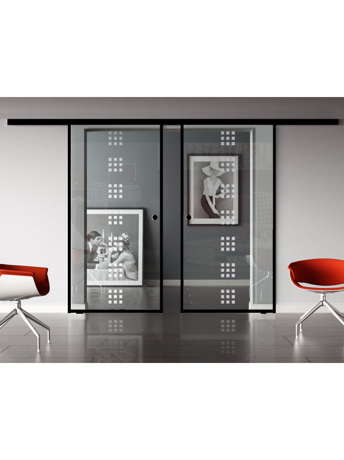 Glasschiebetür Loft-Style Design Regensburg (R) SlimLine-Beschlag Komplettset 2 Scheiben