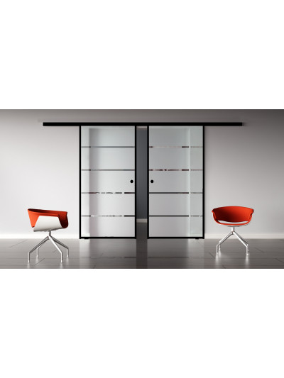Glasschiebetür Loft-Style Design Stuttgart (S) SlimLine-Beschlag Komplettset 2 Scheiben
