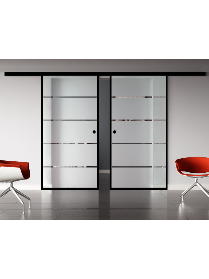 Glasschiebetür Loft-Style Design Stuttgart (S) SlimLine-Beschlag Komplettset 2 Scheiben