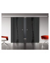 Glasschiebetüren SchwarzGlas Design Berlin (B) SlimLine-Beschlag Komplettset, Optional: SoftClose