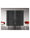 Glasschiebetüren SchwarzGlas Design Essen (E) SlimLine-Beschlag Komplettset, Optional: SoftClose