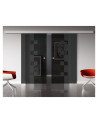 Glasschiebetüren SchwarzGlas Design Würzburg (W) SlimLine-Beschlag Komplettset, Optional: SoftClose