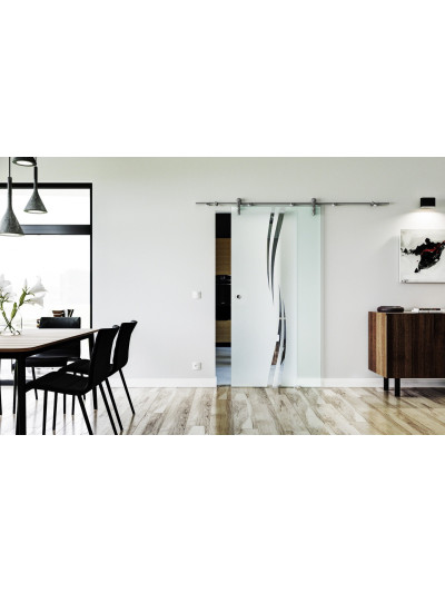 Glasschiebetür Design Amsterdam (A) Sadora VA-Beschlag Komplettset Edelstahl
