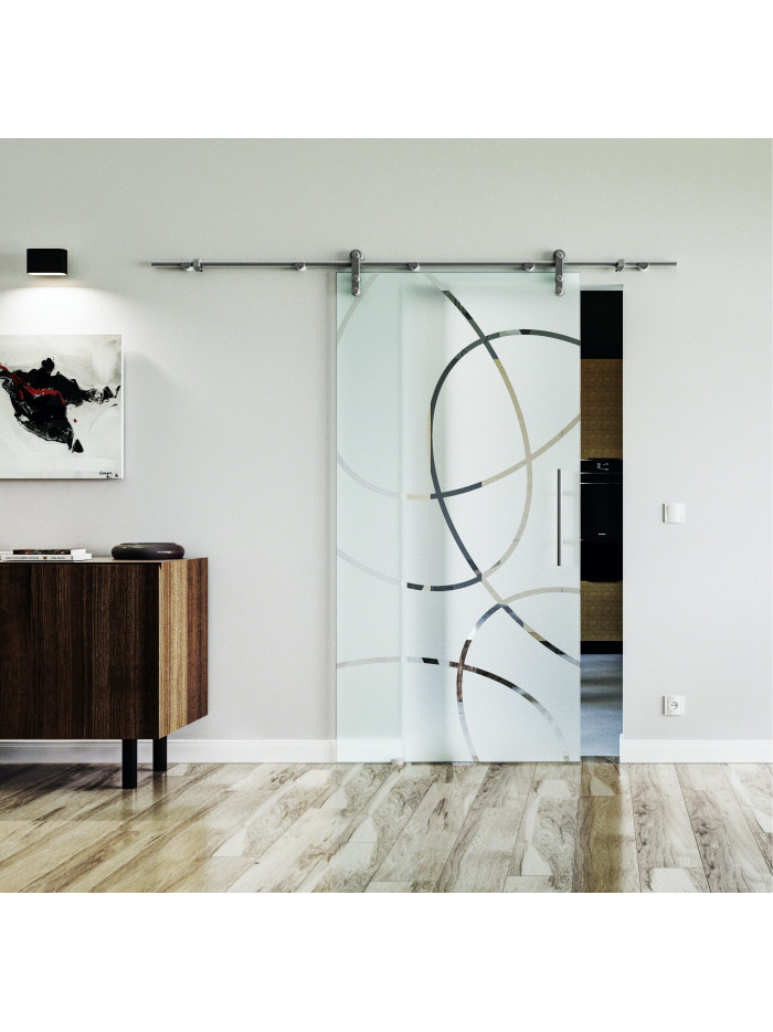 Glasschiebetür Design Frankfurt (F) Sadora VA-Beschlag Komplettset Edelstahl