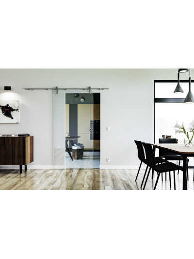 Glasschiebetür Design Klarglas (K) Sadora VA-Beschlag Komplettset Edelstahl