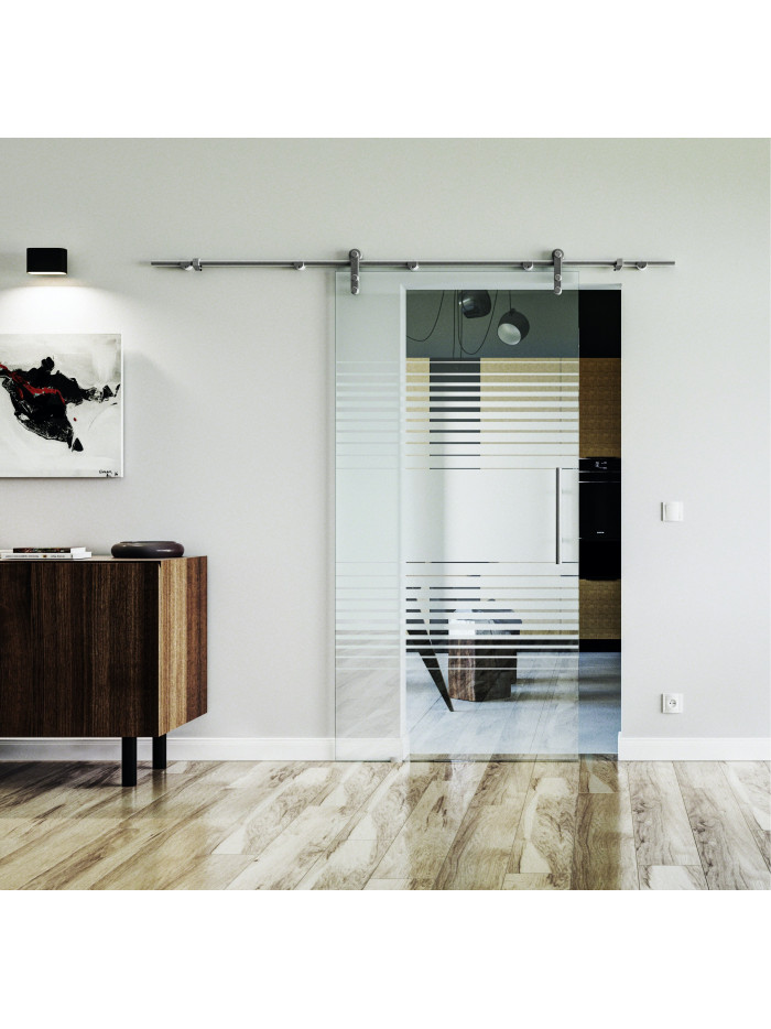 Glasschiebetür Design Landshut (L) Sadora VA-Beschlag Komplettset Edelstahl