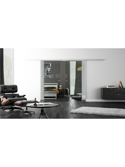 Glasschiebetüren Design Klarglas (K) ProfiSlide-Beschlag Komplettset by Sadora