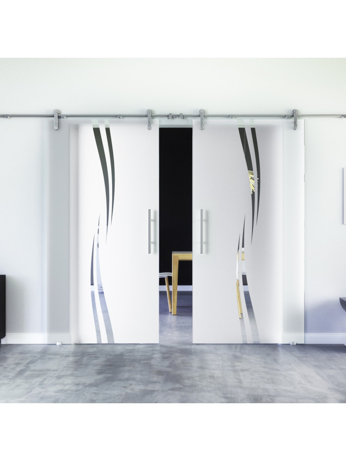 Glasschiebetüren Design Amsterdam (A) Sadora-Beschlag VA  Komplettset Edelstahl