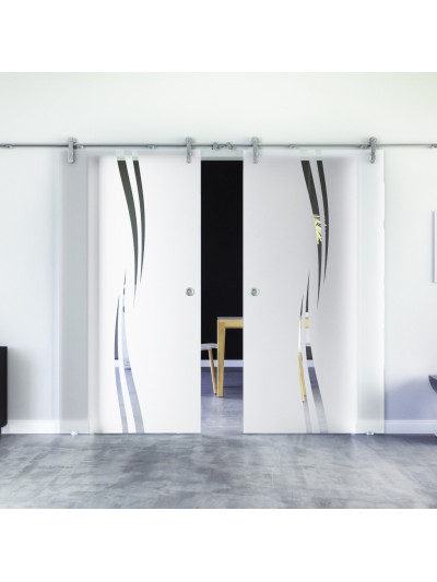Glasschiebetüren Design Amsterdam (A) Sadora-Beschlag VA  Komplettset Edelstahl