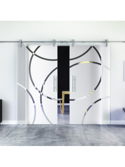 Glasschiebetüren Design Coburg (C) Sadora-Beschlag VA  Komplettset Edelstahl Zwei Scheiben