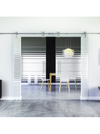 Glasschiebetüren Design Hamburg (H) Sadora-Beschlag VA  Komplettset Edelstahl Zwei Scheiben